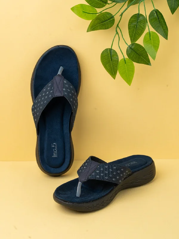 Sandals with secure comfort-Womens Navy Casual Solid Round Toe Sandals