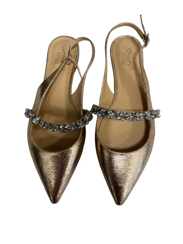 best flats for fashion-Shoes Flats By Badgley Mischka In Gold, Size: 8