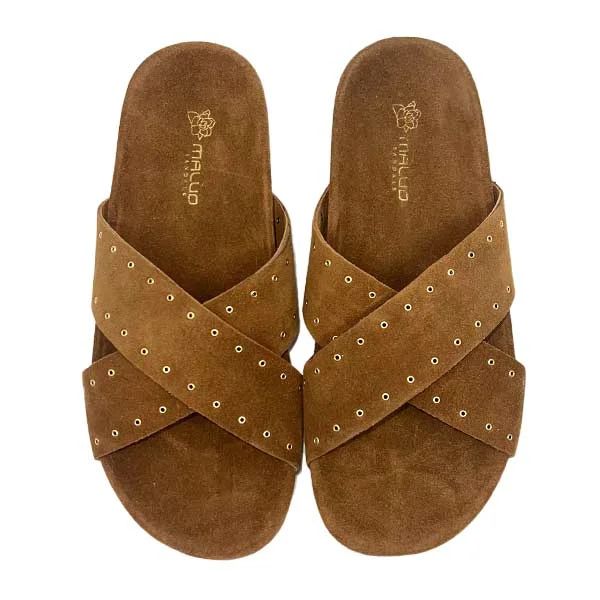 Soft chenille mules-Alix Ring Brown | Suede Slide