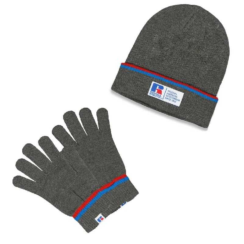 Athletic shoes for young runners-Russel Athletic - Men's Acrylic 2 Piece Cuff Beanie & Glove Set (RARU0EBMP2LC1WN 06GRH)