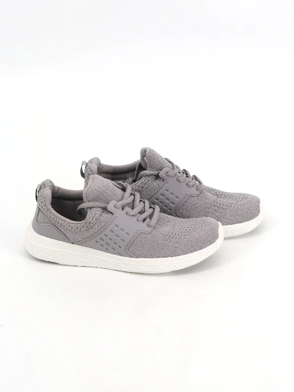 Athletic shoes for fitness buffs-Kids Girl's Textured Sneakers,Light Grey