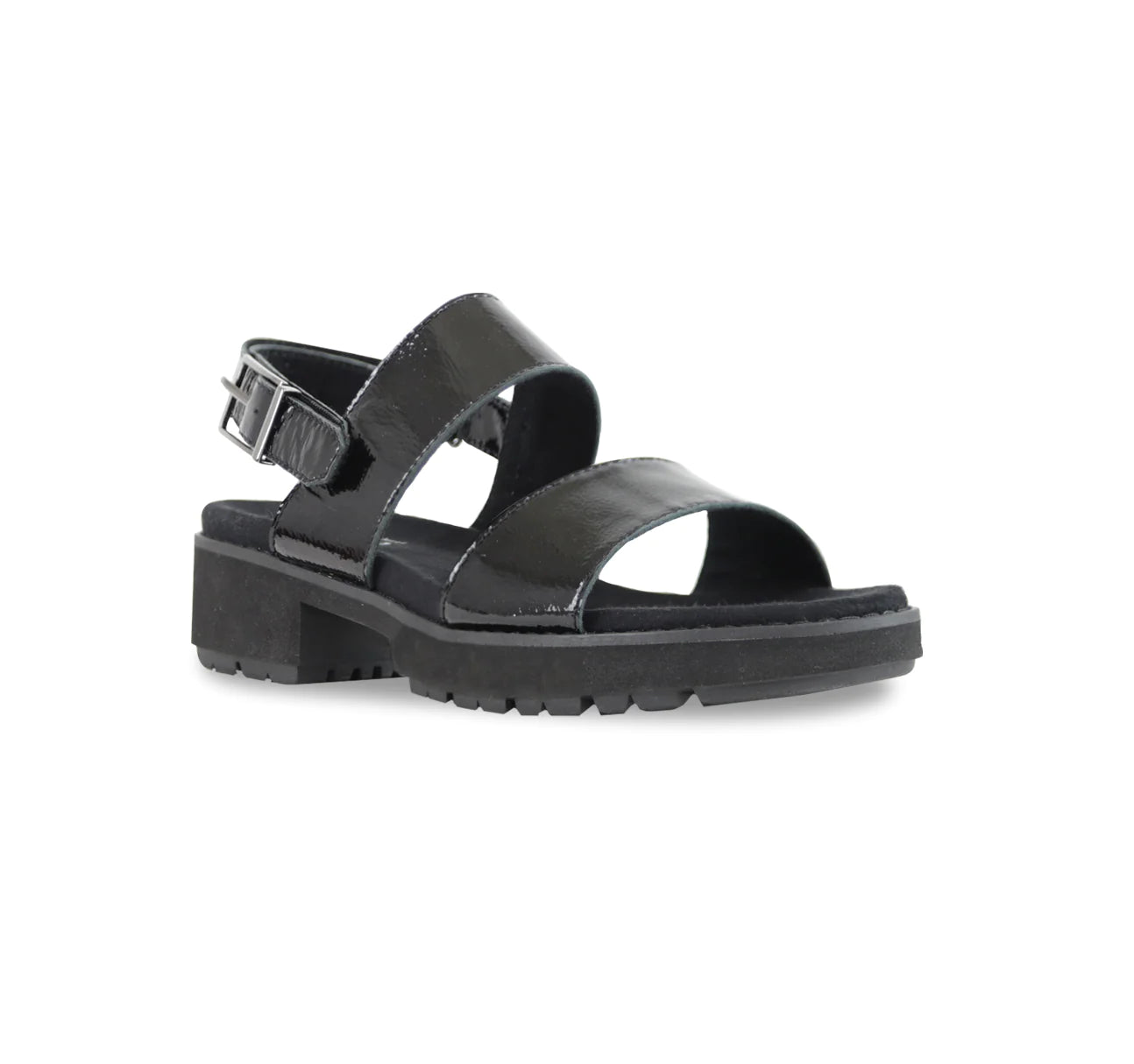 Sandals for everyday ease-Women's Munro Teagan Patent Leather Sandals - Black Crinkle