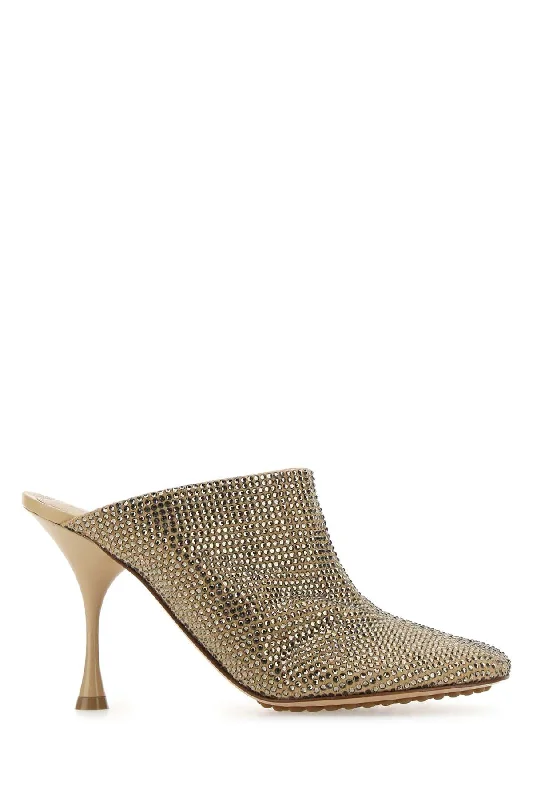 High heels vacation wear -BOTTEGA VENETA Embellished Suede Sparkle Dot Sock Flat with 9 cm Heel