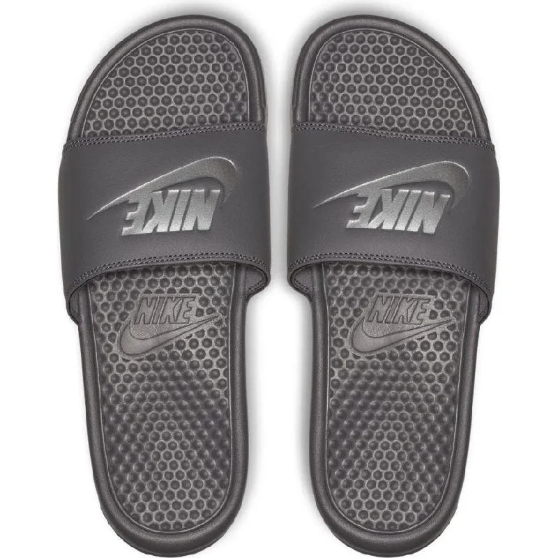 Portable slipper socks-Nike benassi jdi gunsmoke oil grey