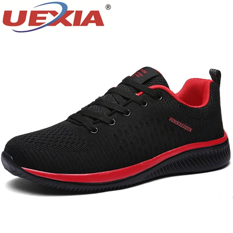 Athletic shoes with durable soles-UEXIA Shoes for Men Summer Mesh Men Sneakers Lace Up Low Top Hollow Footwear Breathable Sale Sport Trainers Zapatillas Hombre