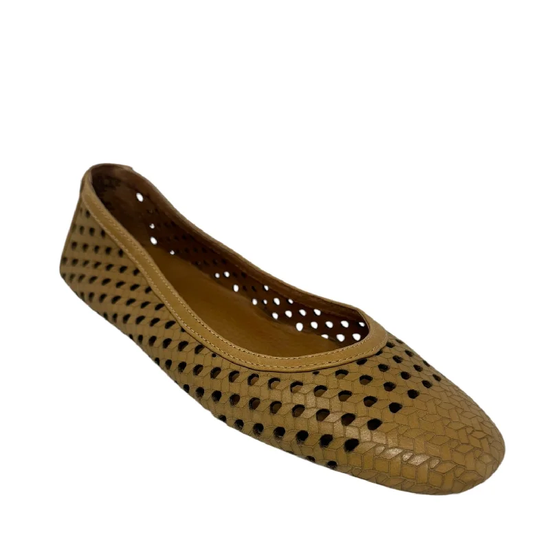 flats for city travelers-Eugene Travel Packable Woven Ballet Flats By Gentle Souls In Tan, Size: 7.5