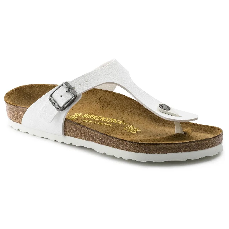 Sandals for eco-friendly flair-Birkenstock Women's Gizeh Birko-Flor - White