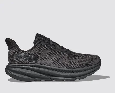 Athletic shoes for youth athletes-HOKA WOMEN CLIFTON 9 BLACK