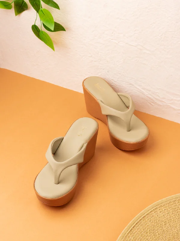 Sandals for eco-friendly lift-Womens Green Solid Round Toe Party Wear Wedge Heels Sandals