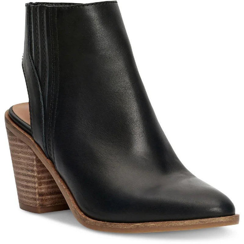 High heels weekend getaway -Lucky Brand Women's Shyna Leather Croc Embossed Stacked Block Heel Shootie