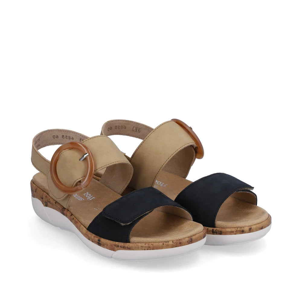 Sandals for summer leisure-Remonte by Rieker Women's Jocelyn 53 - Pazifik/Sand