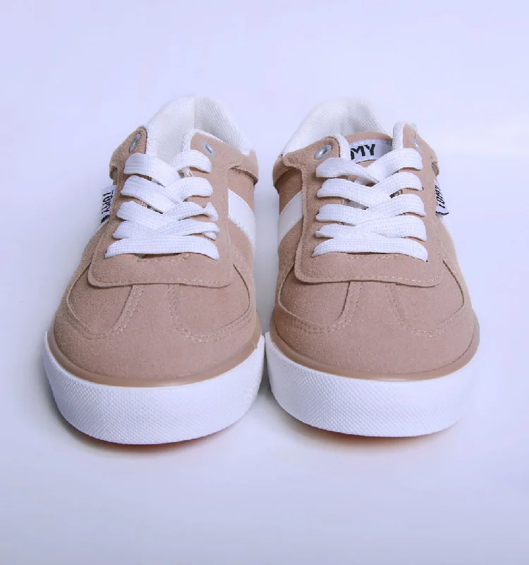 Athletic shoes with durable uppers-LADIES SUEDE PU UPPER - CAMEL